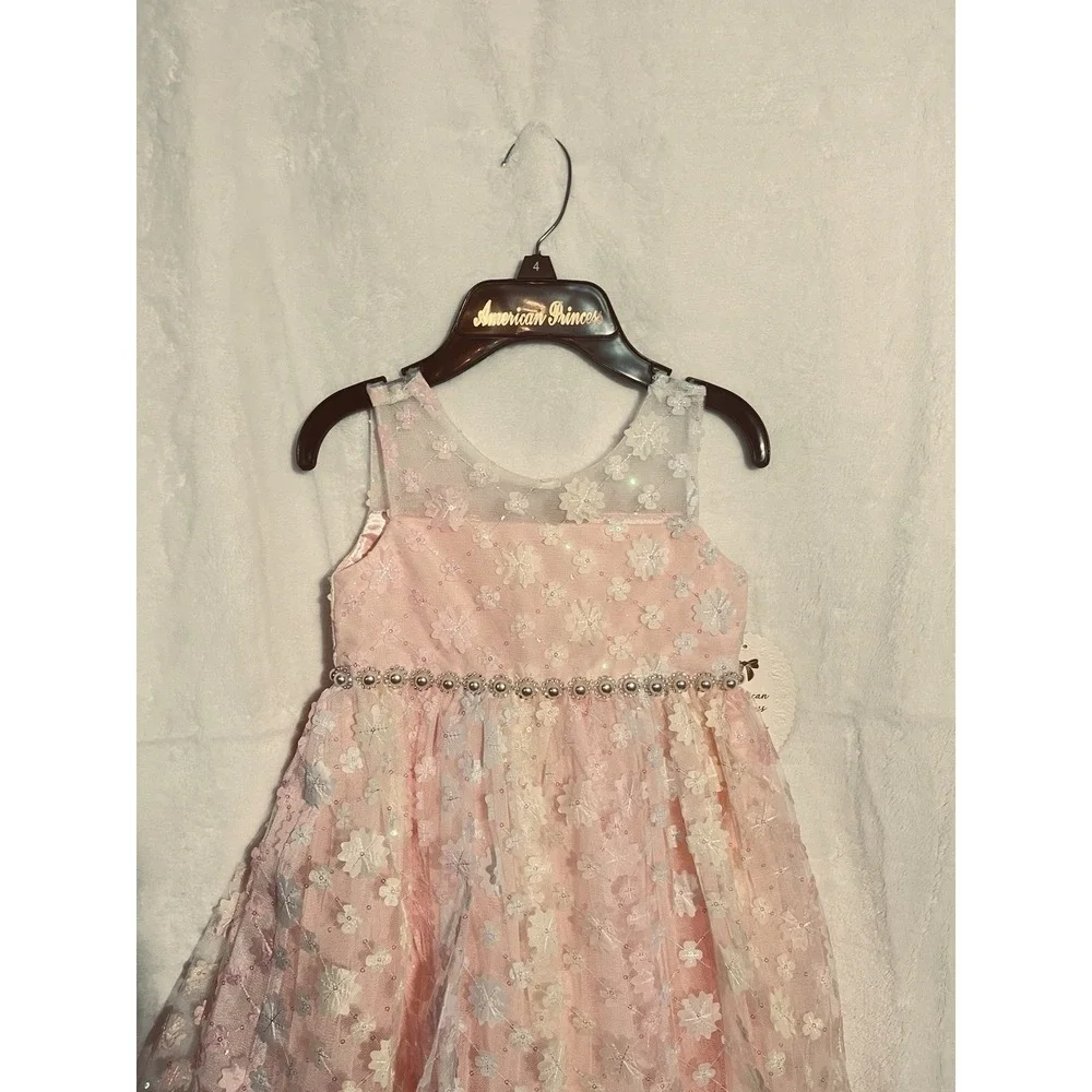 Toddler Girls American Princess Dress Size 4 Blush Ivory Flower Girl NWT